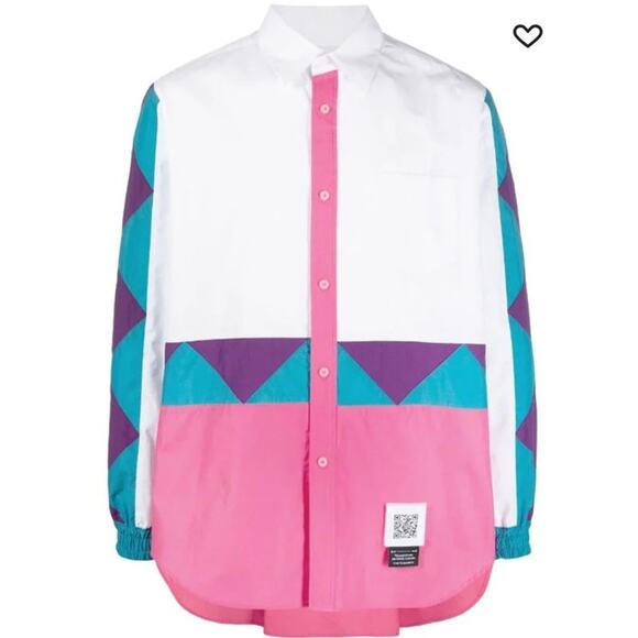 Ganryu Other - NWT Fumito Ganryu Colour Block Windbreaker Shirt Men's Size 1 Pink Blue Purple